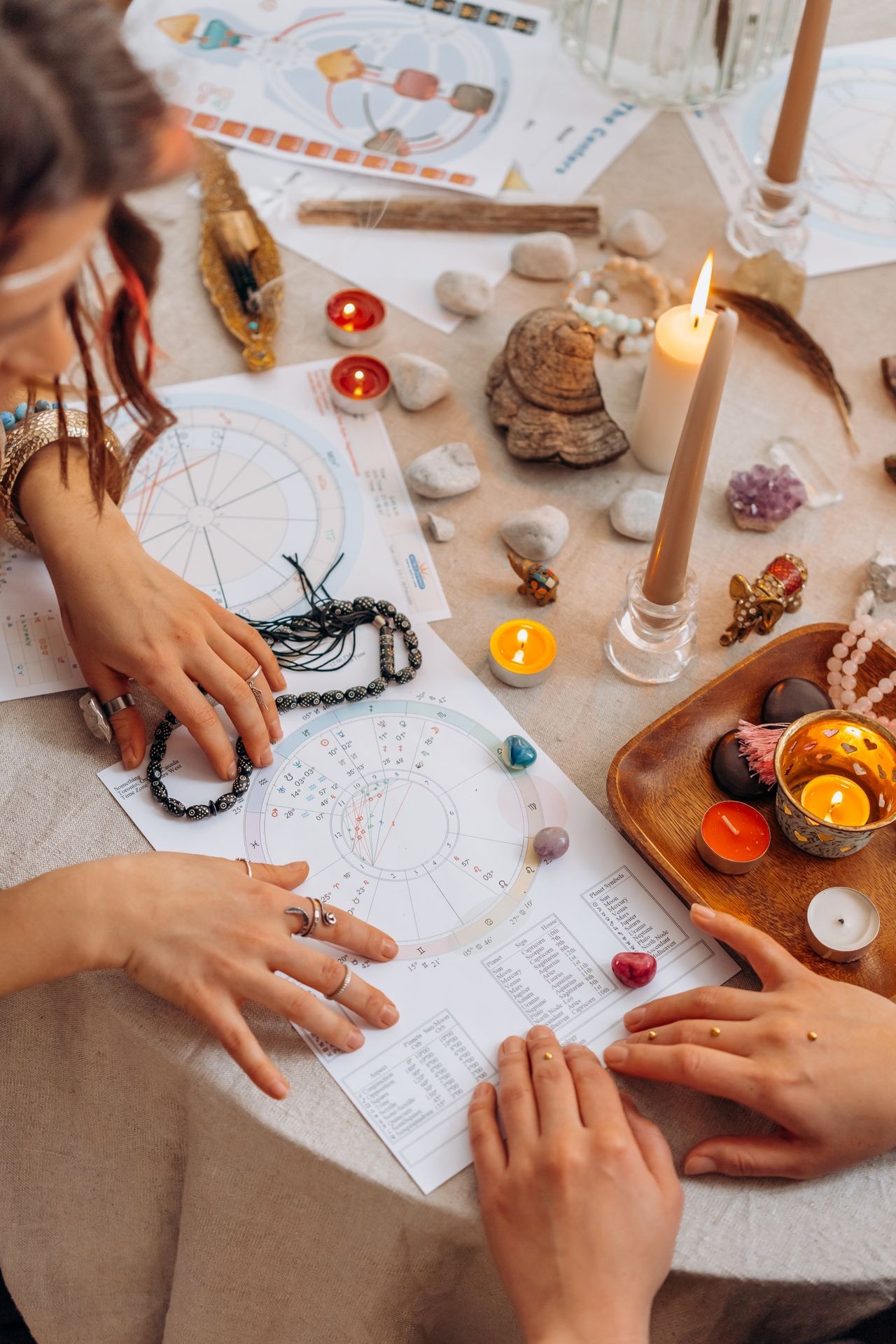 an astrologer doing an astrology reading