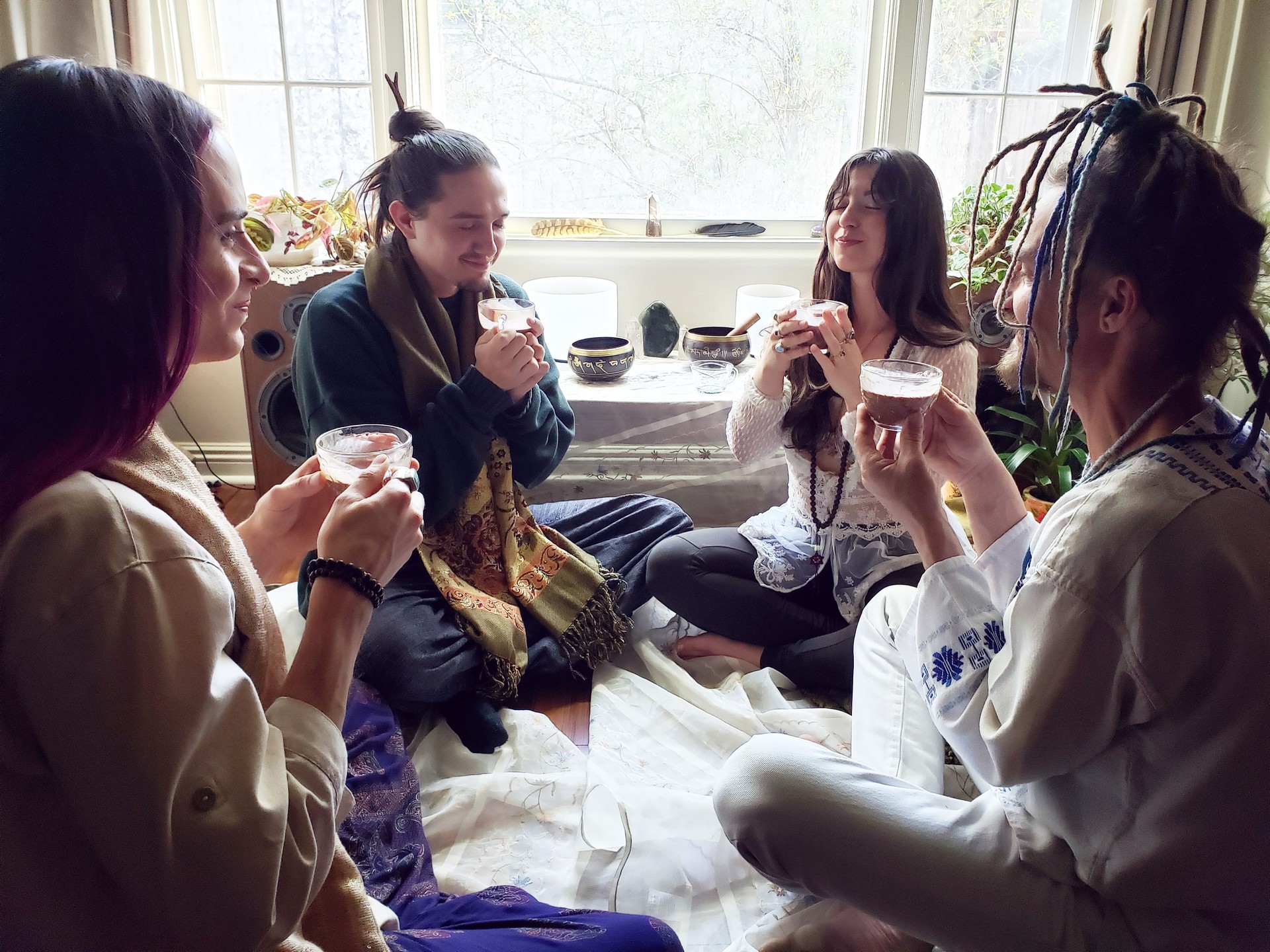 Group of Friends Having Cacao Ceremony